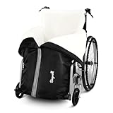 Siegvoll Rollstuhldecke mit Sherpa Fleece Futter,warmer Fußsack Erwachsene für Rollstuhl mit Reflektoren, wind- und wasserdichter Schlupfsack, schwarz, 126 cm Lang