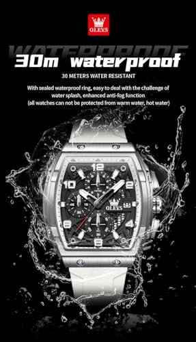 Image of OLEVS Mens Watches Stylish Chronograph Waterproof Luminous Silicon Strap Multifunction Watches for Men Business Men Wrist Watch