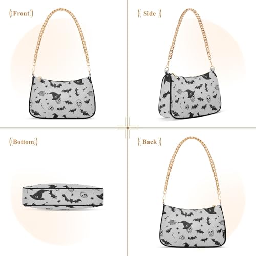 Halloween Bat Shoulder Bag for Women, Handbag with Chain Strap, Soft Purse Tote Bag for Ladies3