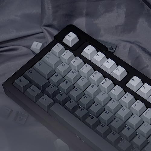 Image of Gradient Gray Keycaps 125 Keys Cherry Profile PBT Dye Sub Keycap Set for 61 /87 /104 /108 Cherry Mx Switches Mechanical Keyboard