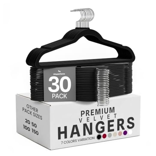 Utopia Home Premium Velvet Hangers 30 Pack - Non-Slip & Durable Clothes Hangers - Black Hangers with 360 Degree Rotatable Hook - Heavy Duty Coat Hangers