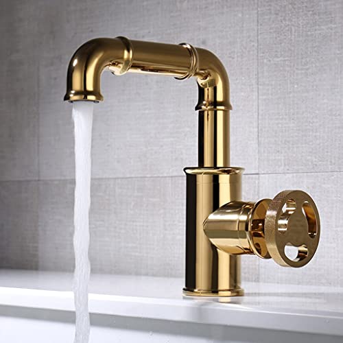 Robinet d'évier doré chic et mitigeur de salle de bain contemporain