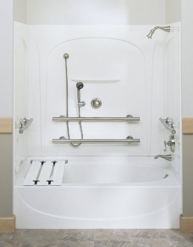 Sterling 71091124-47 Almond 7109 Acclain 5 Foot Three Wall Alcove Soaking Tub with Right Hand Drain 71091124