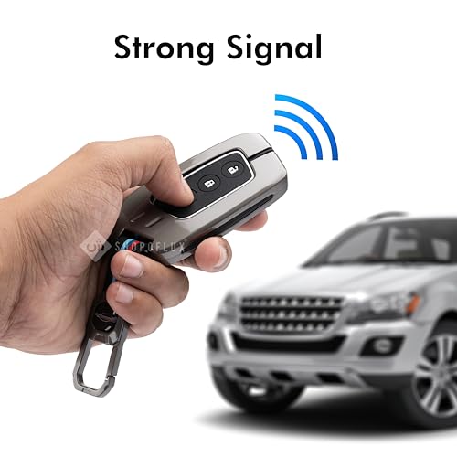 Image of SHOPOFLUX Metal Car Key Cover Pack 2 Compatible for MG Hector | Windsor EV 3 Button Smart Key - Black