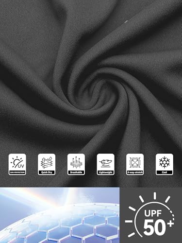 TUREFACE Men's UPF 50+ UV Protection Long Sleeve T-Shirt Quick Dry No Chafe Rash Guard for Hiking Fishing Running Black X-Large - 4