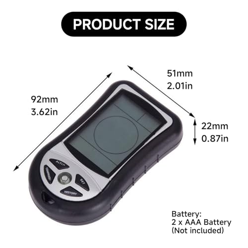 Kodrily Digital Altimeter, Digital Compass, Hiking Thermometer, Barometer 8 in 1 for Hiking Outside -2300 to 29500FT 1100MBAR, 300mbar to 1100mbar - Thumbnail 3
