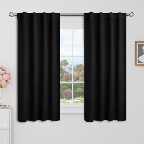 BGment Black Out Curtains 54 Inch Long for Bedroom, 2 Windows Panels