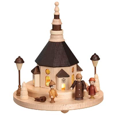 Rudolphs Schatzkiste Lichterhaus Seiffener Kirche mit Besucher EL. Beleuchtung BxHxT 18,5x20x18,5cm NEU Haus Karton Pappe Seiffen Erzgebirge Kirche Dom Gebäude Bergkirche Gotteshaus Modellhaus