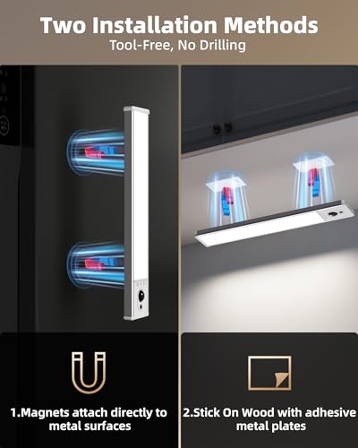 Image of EZVALO 3-Pack Under Cabinet Lighting, 2400mAh Motion Sensor Light, LED Closet Lights Wireless, 6500K Dimmable, Timer, Magnetic, with Remote Control for Kitchen, Closet, Stair