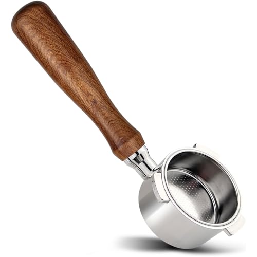 Bodenloser Siebträger 54mm, Kompatibel mit Sagee/Brevillee Barista Serie 870/878/880, Mehrwegfilter für Espresso mit optionalem Puck Screen und Holzgriff