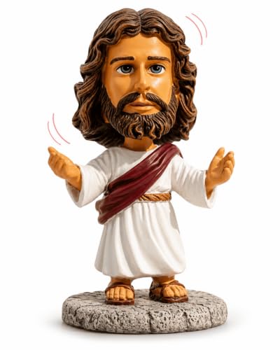 Jesus Bobblehead | Dashboard Jesus for Car with Durable Resin Construction for Christian Car Decor & Religious Display | Hand-Painted Detail Design | 4.29 Inches (Red)