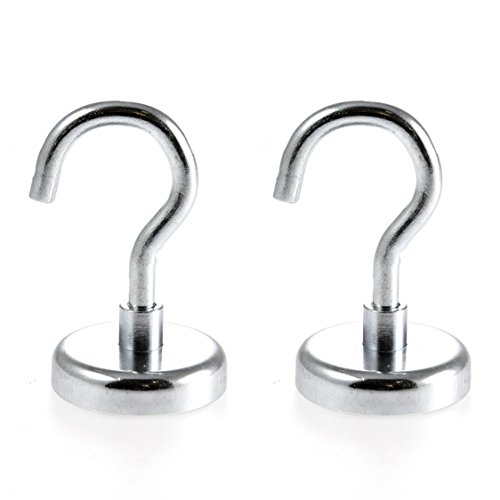 Magnetastico | 2 Stück Neodym N35 Magnethaken Extra Stark 48 mm Ø| Haftkraft 81.0 KG| Magnet Haken, magnetische Wandhaken, Magnet Halter| Super starker Neodymium Hakenmagnet verzinkt Haken magnetisch