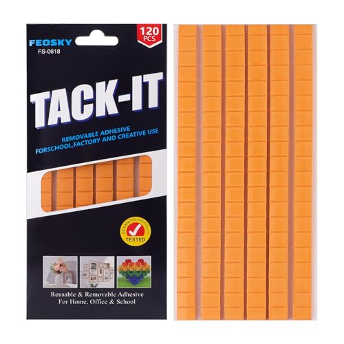 Feosky Adhesive Poster Sticky Tack Putty, Reusable and Removable Adhesive Putty, 120PCS, Mounting Putty for displaying Wall Paintings, Museum Art Photography, Picture, Crafts (Orange, Pack of 1)