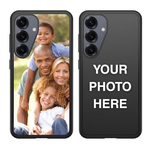 OtterBox Custom Samsung Galaxy S25 - Symmetry+ Case for Magnetic Charging, Personalized Photo Option, Built-in Strap Anchors, Reinforced Corners, Raised Camera Edges - Printed in USA (Black)