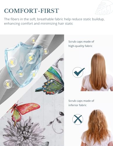 Image of Scrub Caps for Women with Buttons, Classic Surgical Caps | Double-Sided Printed, Adjustable,Long Hours, Sweatbands, Fabric Help Reduce Static Buildup