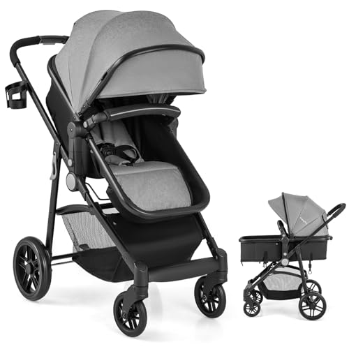 HOMGX 2 in 1 Convertible Baby Stroller (Grey)