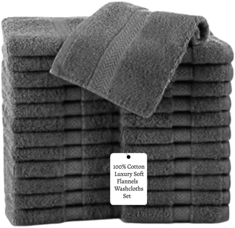 Towels towels Pack of 12 Cotton Face Cloths Set (30 x 30 cm) Super Soft Extra Absorbent Quick Dry Washcloths Gym Spa Sports 500-GSM (White, 6)