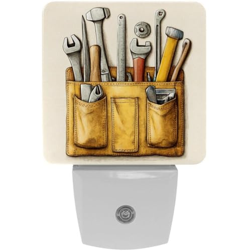ebfclhiw 2 pcs Pocket of Tools (2) Plug in Night Light Dimmable LED Night Lights with Dusk to Dawn Sensor for Nursery Kids Room Hallway Kitchen Bedroom Bathroom