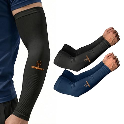 Image of ARMORAY Arm Sleeves for Men and Women - UV Sun Protection Cooling Compression - Tattoo Cover Up Sleeve for Daily Wear & Work