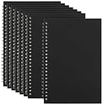 MAHIONG 8 Pack A5 Spiral Notebook, Kraft Cover Black Notepad, Wirebound Lined Notebook for School Travel Office, 60 sheets/120 Pages