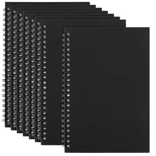 MAHIONG 8 Pack A5 Spiral Notebook, Kraft Cover Black Notepad,