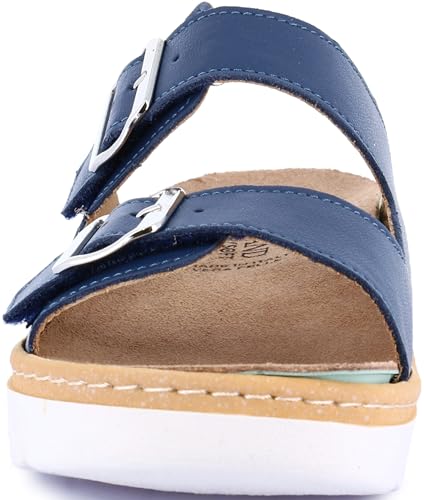 Image of GRUNLAND Women Moll Comfort Slipper with Double Adjustable Buckle, Removable Drysoft Leather Insole, Molded Sole and 4cm Wedge Heel, Einheitsgrosse Weit