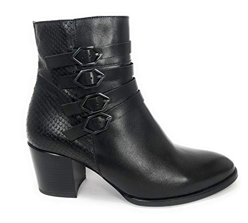 BUONAROTTI Botines Piel Mujer Tacon Hebillas - Mujer Color Negro Talla 40