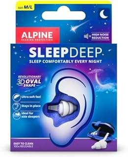 SleepDeep Sleeping Ear Plugs - Revolutionary 3D Oval Shape and Noise Cancelling Gel to Maximize Comfort and Attenuation - Ideal for Side Sleeper - Reduce Snoring Sound - Size M