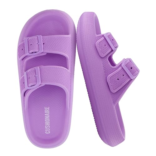Image of CUSHIONAIRE Fame Pillow Recovery Sandals for Women, Adjustable Double Buckle Waterproof EVA Cloud Slides for Women