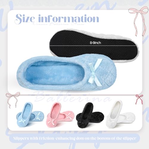 Geyoga 4 Pairs Women's Ballerina House Slippers with Satin Bow Tie Non Slip Slippers Ballet Socks for Wedding Housewarming2