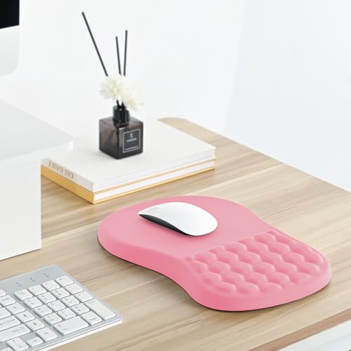 Image of EooCoo Mouse Pad Wrist Support with Massage Design, Ergonomic Mouse Mat,Wrist Rest Pain Relief Mousepad with Memory Foam & Non-Slip Silicone Base (12x8 inch,Pink)