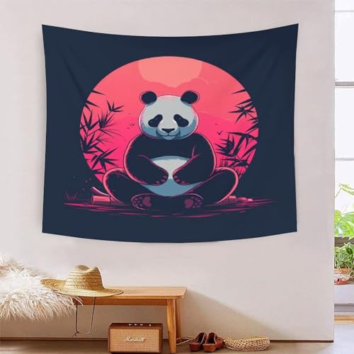 Tapisserie Panda 3D Effet Tissu Décoration Murale Salon Grand Format Tapisserie Art Mural 180x230cm