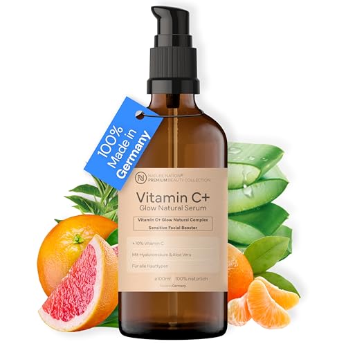 Sérum orgánico de vitamina C Pro 10 % de alta dosis, 6 veces antiedad, complejo antiarrugas, contra manchas oscuras, con ácido hialurónico y aloe vera, cosmética natural 100% vegana, fabricado en