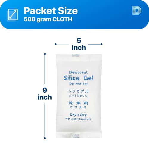 Image of Dry & Dry 500 Gram [20 Packets] Silica Gel Packets Desiccants, Silica Packets - Rechargeable Moisture Absorbers for Food Storage, Electronics, 3D Filament & Safes