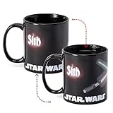 Official Star Wars Jedi/Sith Clash 20-Ounce Heat-Reveal Mug - Ceramic Cup For Hot Coffee, Tea, Cocoa - Heat-Activated Color-Changing Graphics - Track Drink Temperature - Licensed Disney Item
