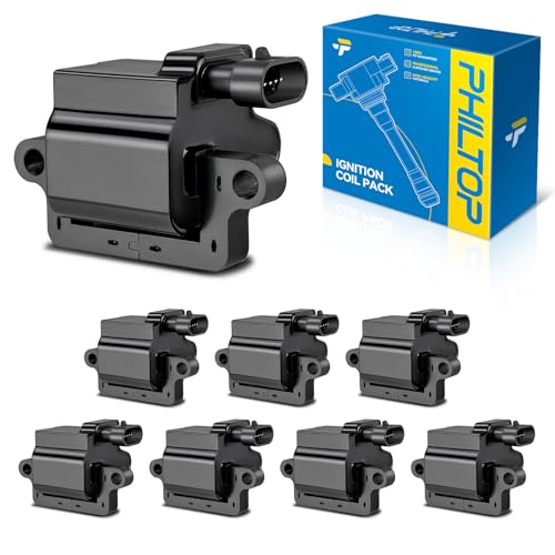 Image of PHILTOP UF271 Ignition Coil 8 Packs Fit for Silverado 1500,Tahoe,Sierra 1500,Silverado 2500 HD,Suburban 1500,Avalanche 1500,Yukon,Silverado 1500 Classic,Silverado 2500,Yukon XL 1500,Escalade,H2