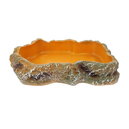 Loigohon 爬虫類用フードボウル 水入れ ? 餌と水の両方使用可能 耐久性のあるデザイン さまざまな爬虫類に対応 (13.6X10X3CM,示されているように)