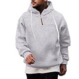 Generisch Hoodie Herren Sweatshirt mit Kapuze Kapuzenpullover 1/4 Zip Hoody Freizeitjacke Männer Lockere Sweatshirts Regular Fit Hooded Y2k Pulli Warm Pullover Hoody Bequem Kapuzenjacke