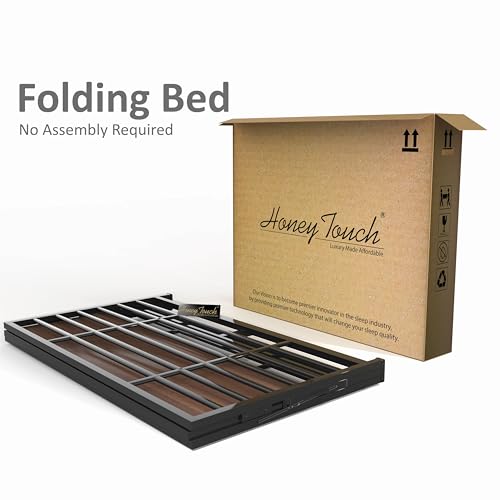 Image of Honey Touch Luvo Queen Size Bed Frame | Sturdy Steel Structure with Wooden Headboard | Noise-Free | No Assembly Required | Modern Minimalist Design |