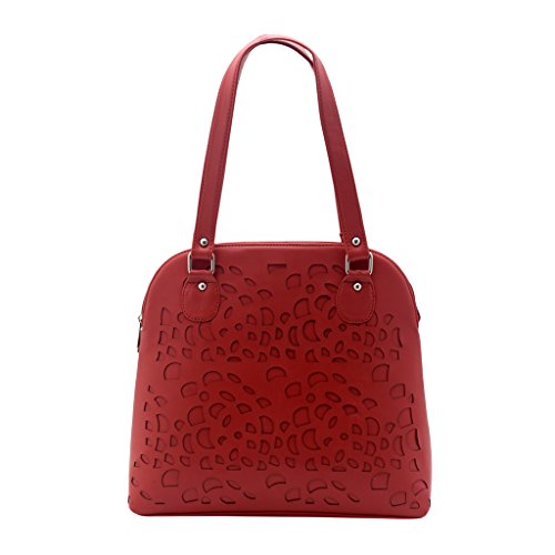 Krivi Laser Ray Flower - Bolso de hombro de piel para mujer, mujer, niña, color rojo, talla única, Rojo, Free Size