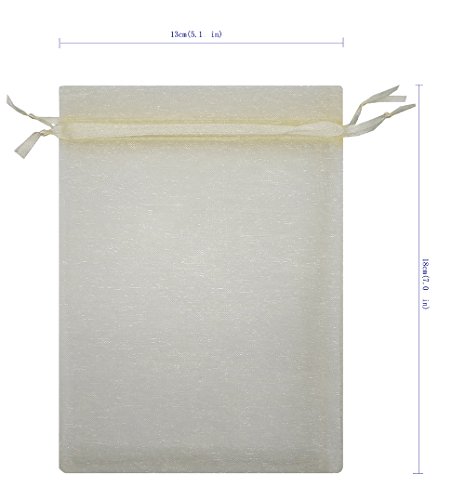 Ankirol 100Pcs Sheer Organza Favor Bags 5X7'' For Wedding Bags Samples Display Drawstring Pouches (Champagne) #TOP5