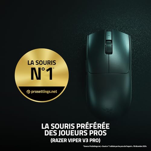 Razer Viper V3 Pro - Souris de Jeu Esports sans Fil ultralégère (8K Hz HyperPolling, Design léger 54g, capteur Focus Pro 35K DPI, HyperSpeed Wireless, 95 Heures d'autonomie) Noir