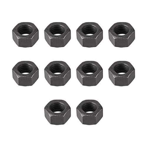 uxcell Hex Nuts, M12x1.75mm Metric Coarse Thread Hexagon Nut, Carbon Steel, Pack of 10 (Black)