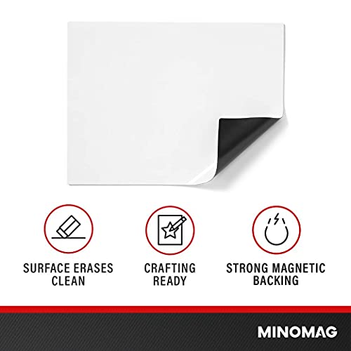 Minomag Dry Erase Board Magnetic Sheets (Pack Of 5) | Flexible Whiteboard With Refrigerator Magnet Backing, 9” X 12” #TOP2