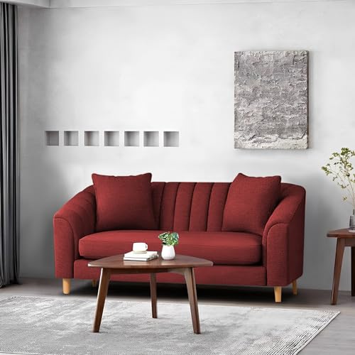 Image of Casaliving Doraldo 2 Seater Sofa Set for Living Room (Maroon Colour) Premium Fabric Sofa
