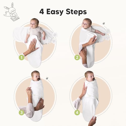 Image of 3-Pack Organic Baby Swaddle Sleep Sacks - Swaddles for Newborns, Infant 3-6 Months, Baby Girls, Boys, Soft & Snug Newborn Sleep Sack, Nursery Swaddling Blankets (Cloud, L)