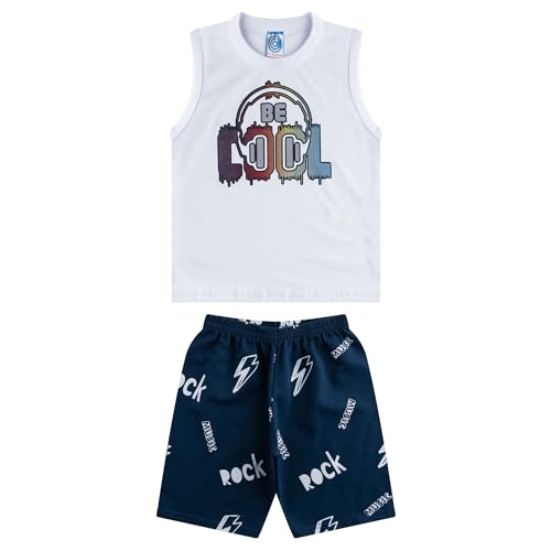 Kit 6 Peças de Menino Regatas e Bermudas Juvenil de Crianças em Algodão 3 Conjuntos Tamanho:12