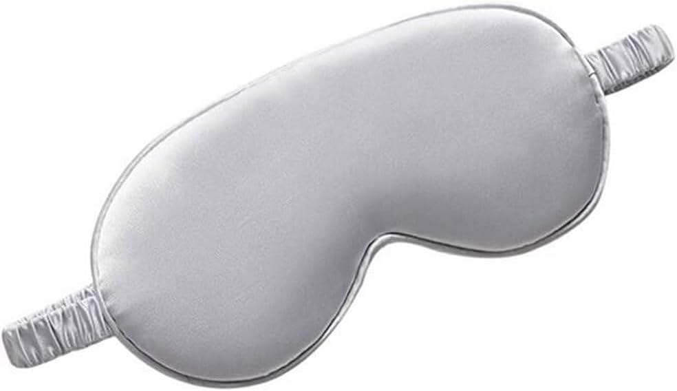 Sleeping Eye Mask Blackout Silk Eye Cover Eyeshade for Night Sleeping with Elastic Strap Blindfold Silver