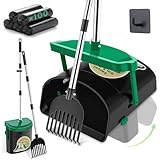 UPSKY Dog Pooper Scooper Swivel Bin & Rake Kit with 100 Waste Bags,33.4