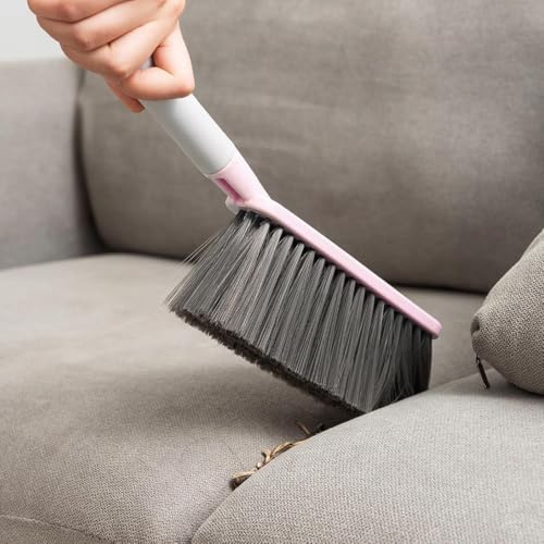 Image of Household Brush Sweeping, Cleaning Floors Long Handle Dust for Tiles, Carpet, Bed, Sofa,Mattress, Window, Bathroom, Car Seat, Curtain, Cleaner Home (Pink)